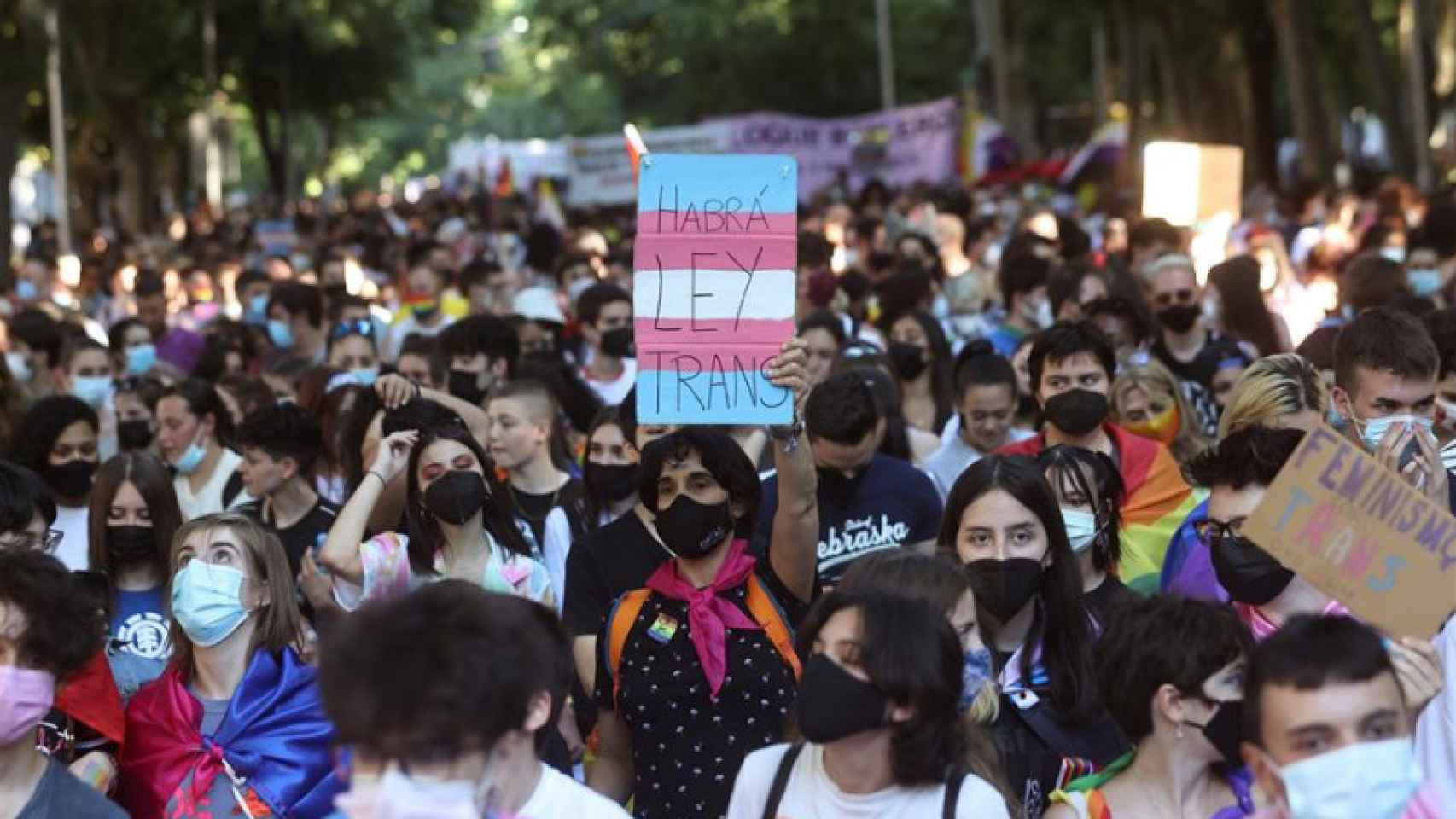 Centenares de personas participan en la manifestación convocada por Orgullo Crítico Madrid, alternativa a la marcha estatal del Orgullo 2021.