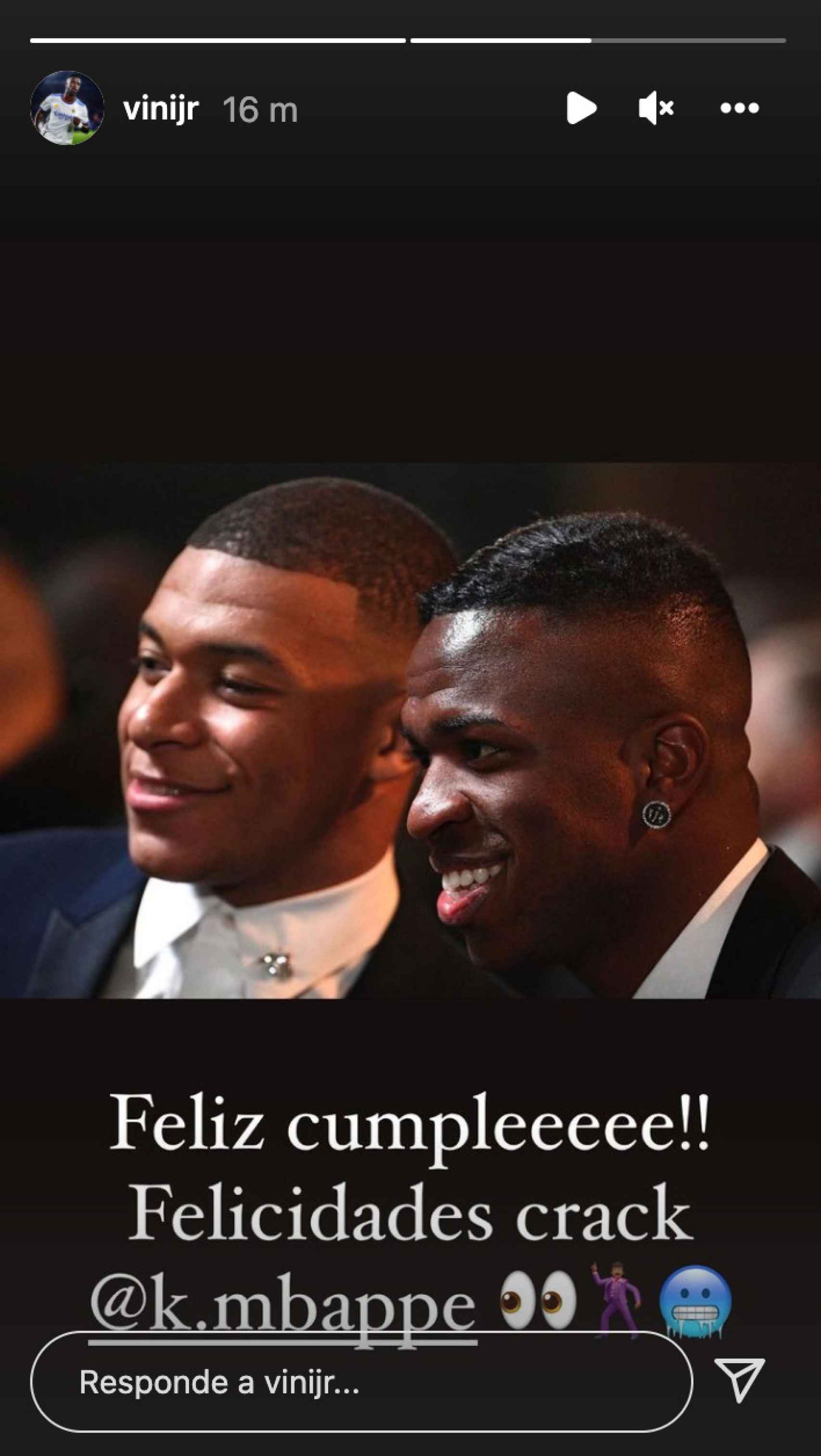 Vinicius felicita a Mbappé por su 23 cumpleaños
