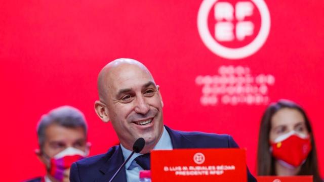 Luis Rubiales, durante la Asamblea General de la RFEF de 2021.