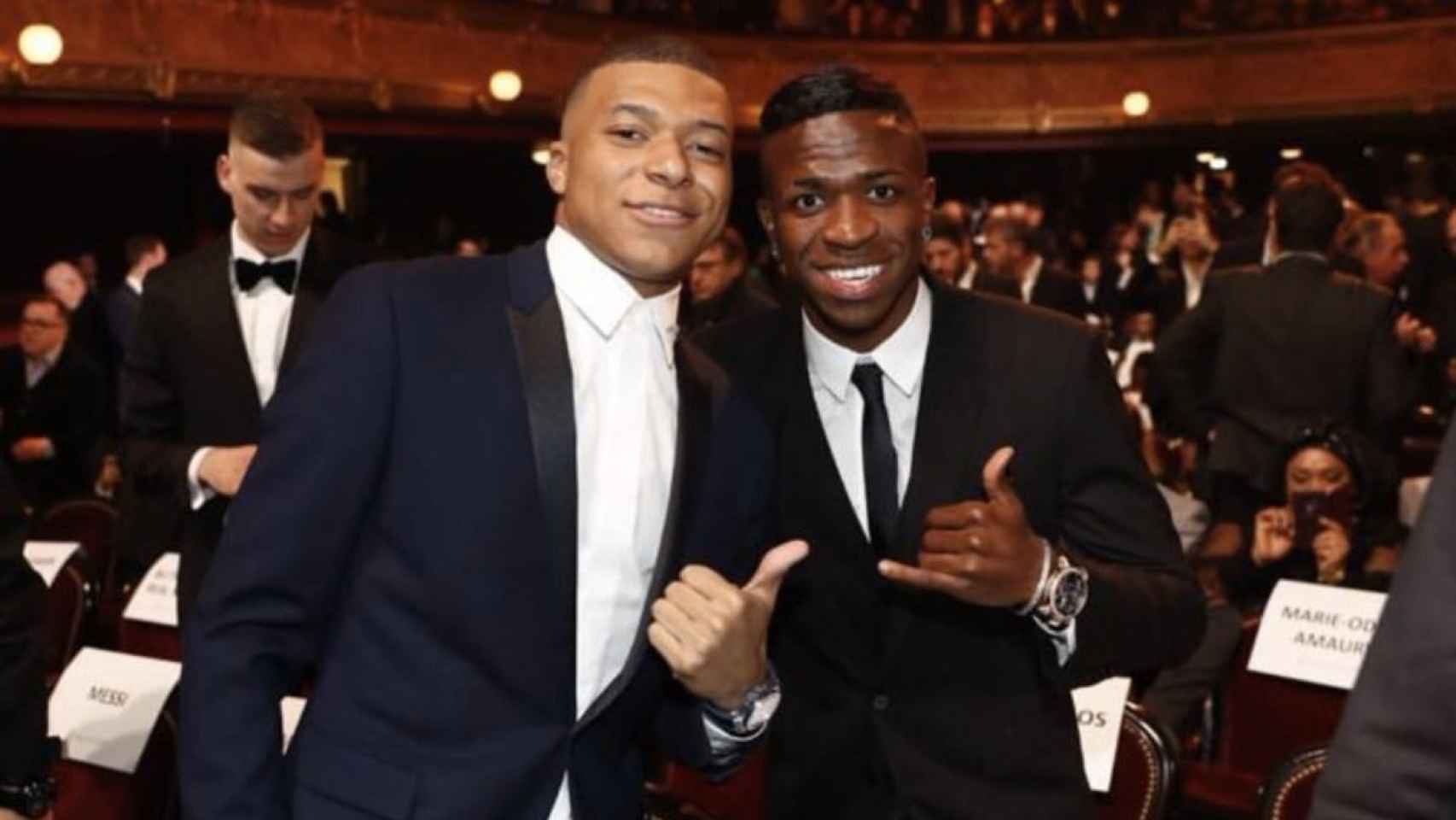 Mbappé y Vinicius, en la gala del Balón de Oro 2018