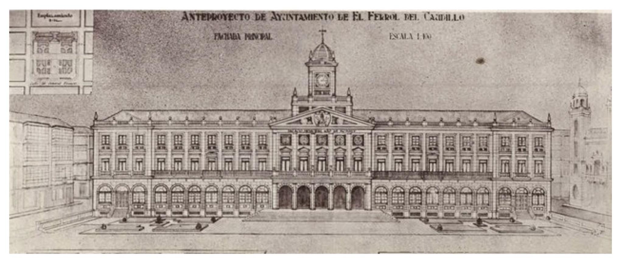 Alzado anteproyecto histórico. Fuente: Concello de Ferrol.