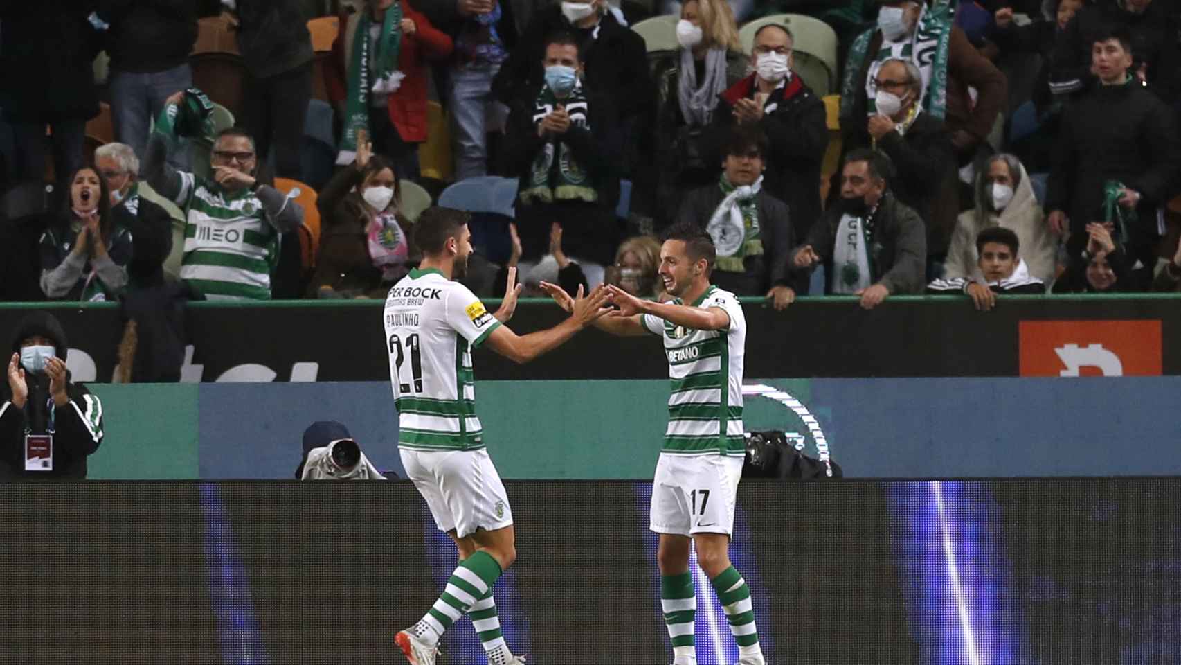 Pablo Sarabia celebra un gol con el Sporting de Lisboa