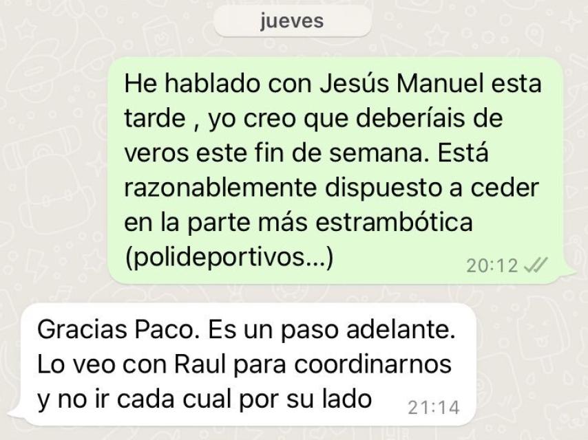 Mensajes de Whatsapp de Igea y Carriedo