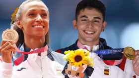 Ana Peleteiro y Alberto Ginés con sus medallas (bronca y oro) en los JJOO de Tokio 2020