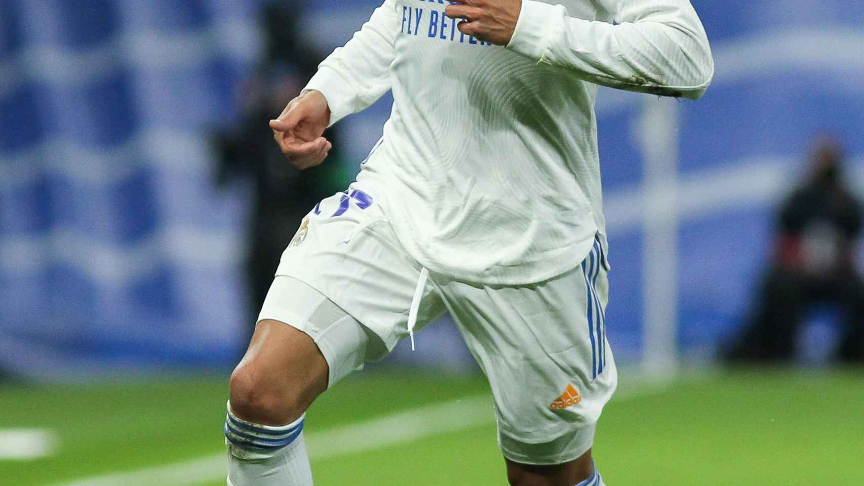 Lucas Vázquez, en un partido del Real Madrid de la temporada 2021/2022