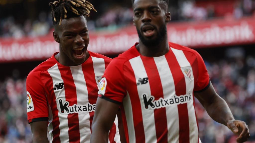 Nico e Iñaki Williams celebran un gol con el Athletic Club.