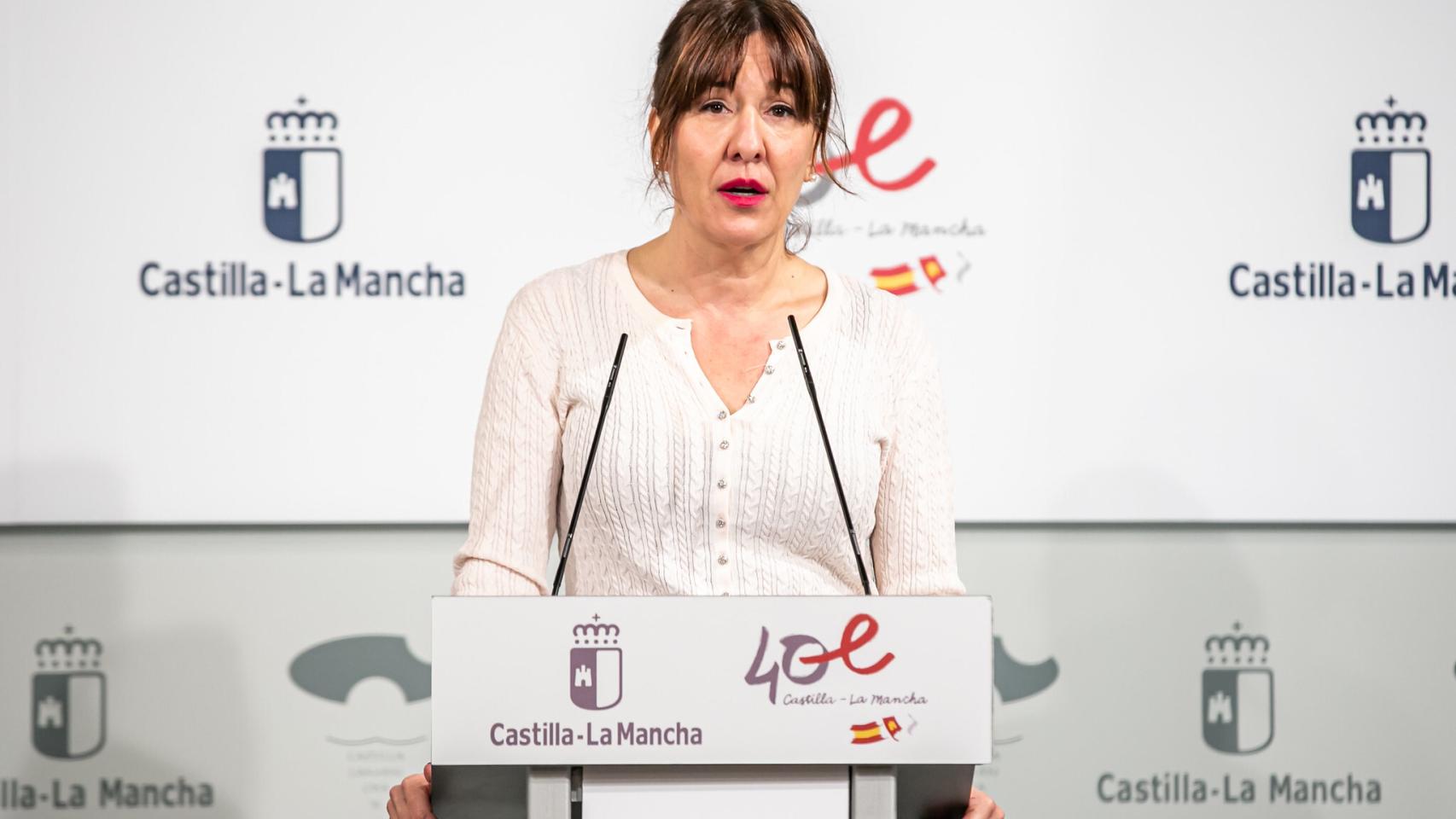 Blanca Fernández, consejera portavoz del Gobierno de Castilla-La Mancha, este martes en rueda de prensa