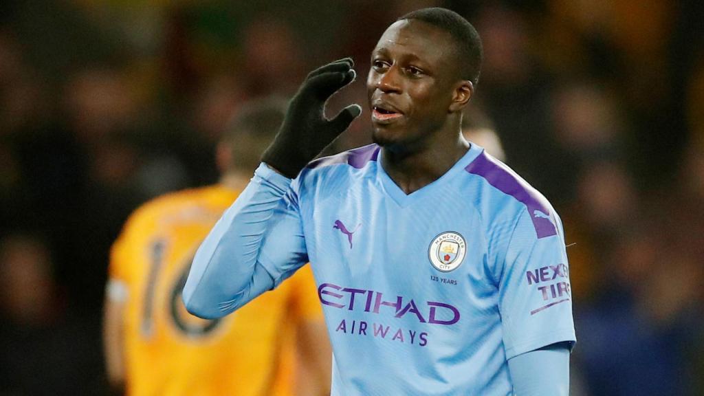 Benjamin Mendy durante un partido del Manchester City