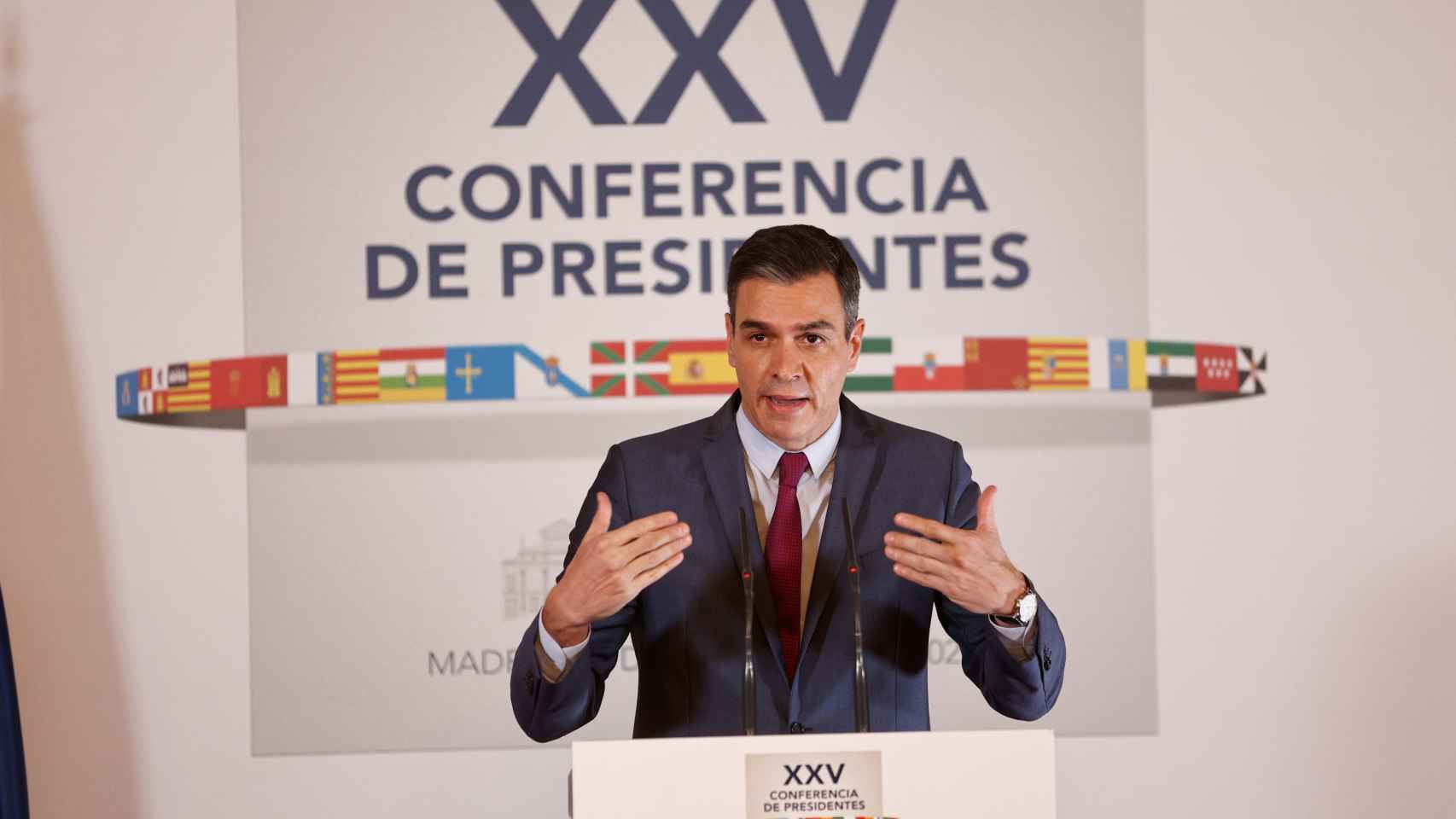 Pedro Sánchez en una rueda de prensa tras la reunión telemática de la XXV Conferencia de presidentes autonómicos.