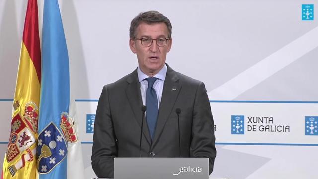 El presidente de la Xunta, Alberto Núñez Feijóo, en rueda de prensa.