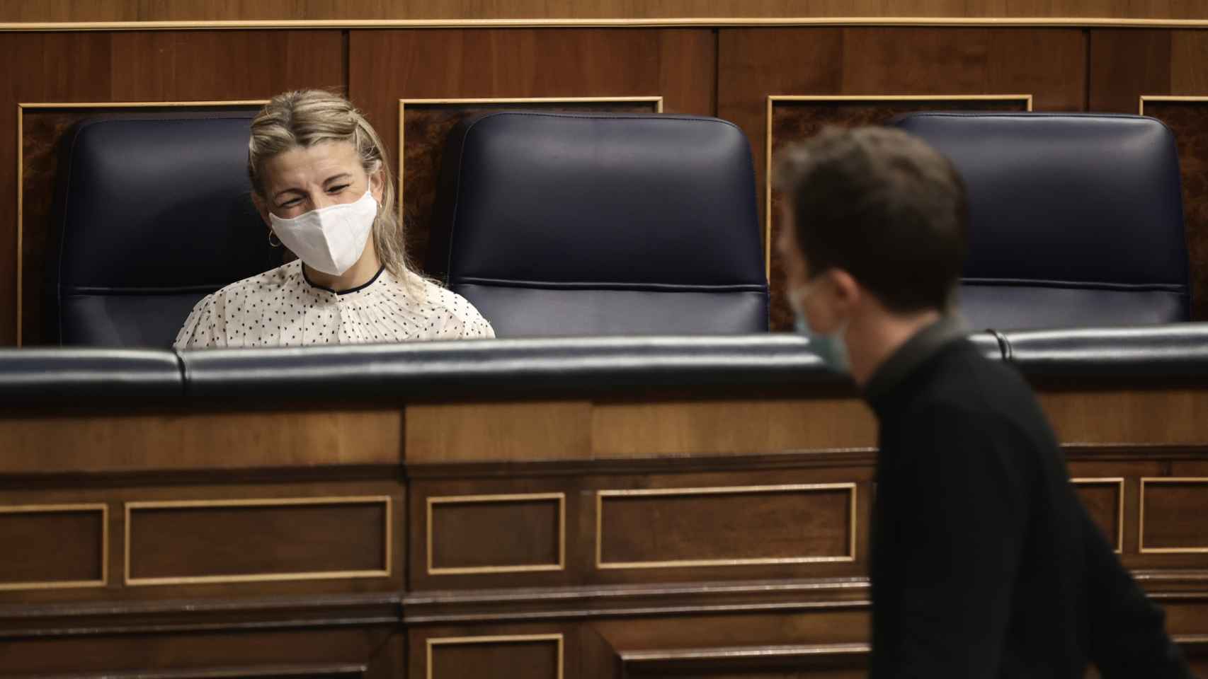 Yolanda Díaz e Íñigo Errejón en el Congreso de los Diputados. EP