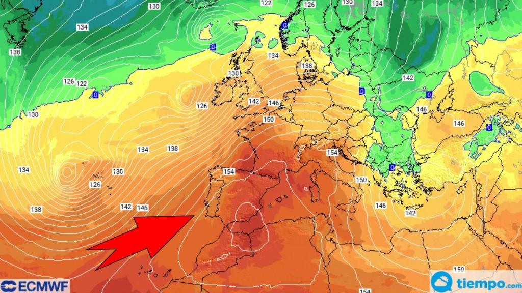 La entrada de altas presiones y masas de aire cálido procedentes del sur. Meteored.