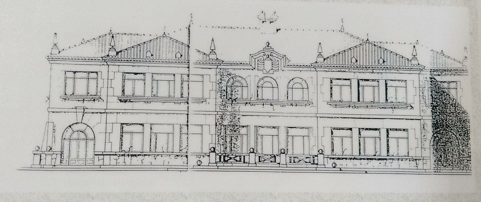 Planos de Antonio Cominges de la fachada de O Pombal. Imagen cedida por el centro