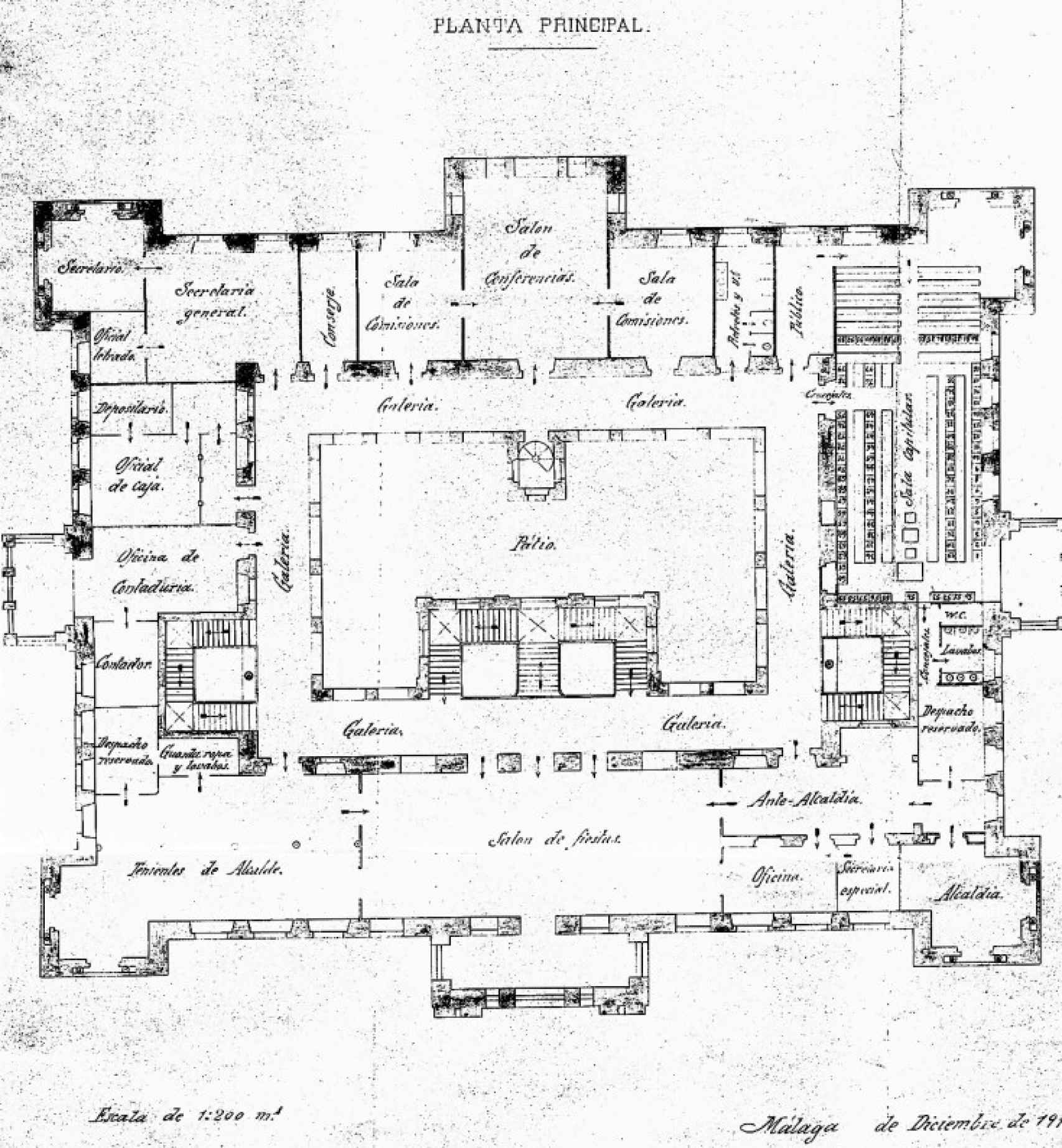 Plano original de la planta principal del edificio.