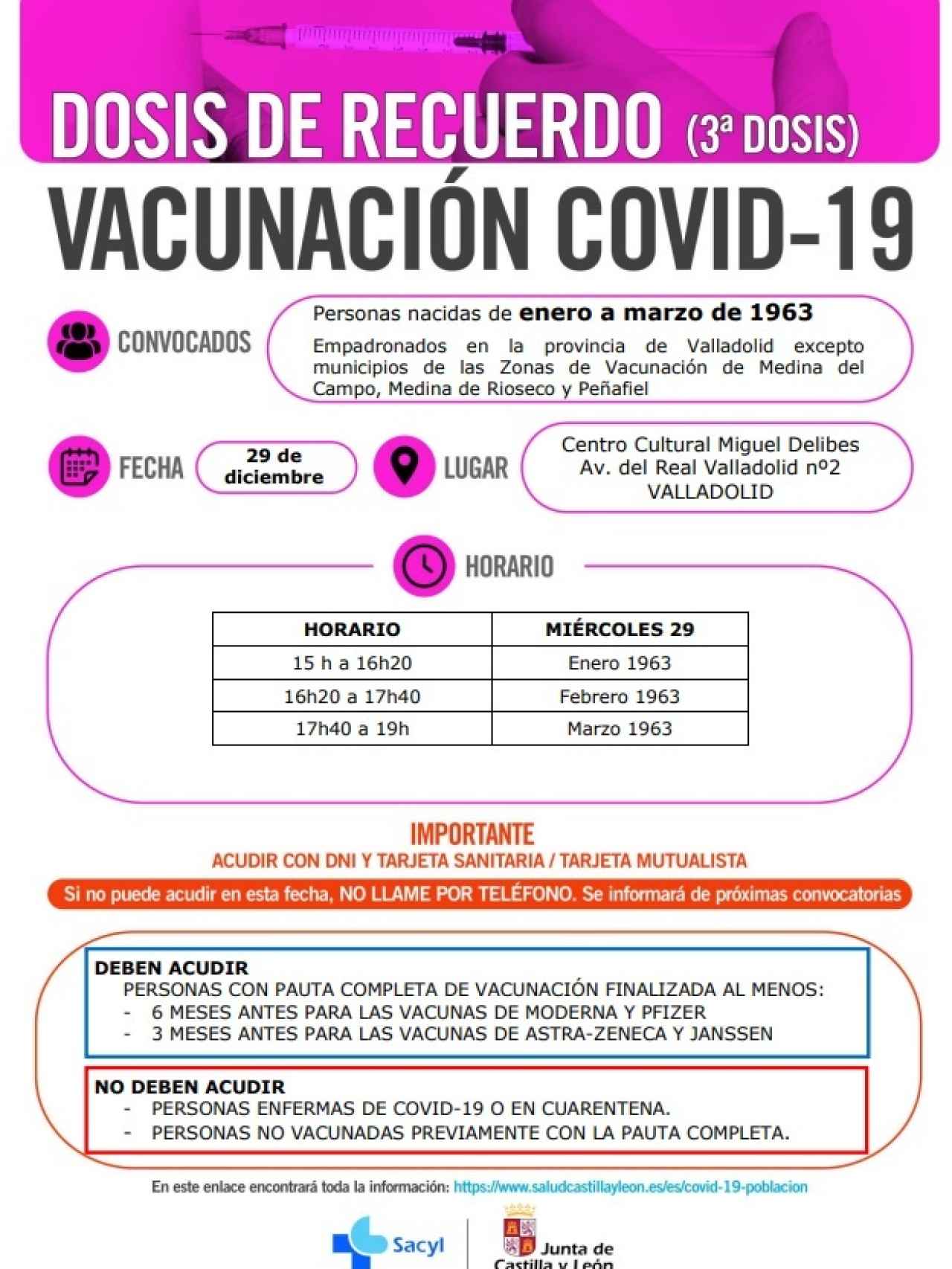 Valladolid dosis refuerzo vacunacion