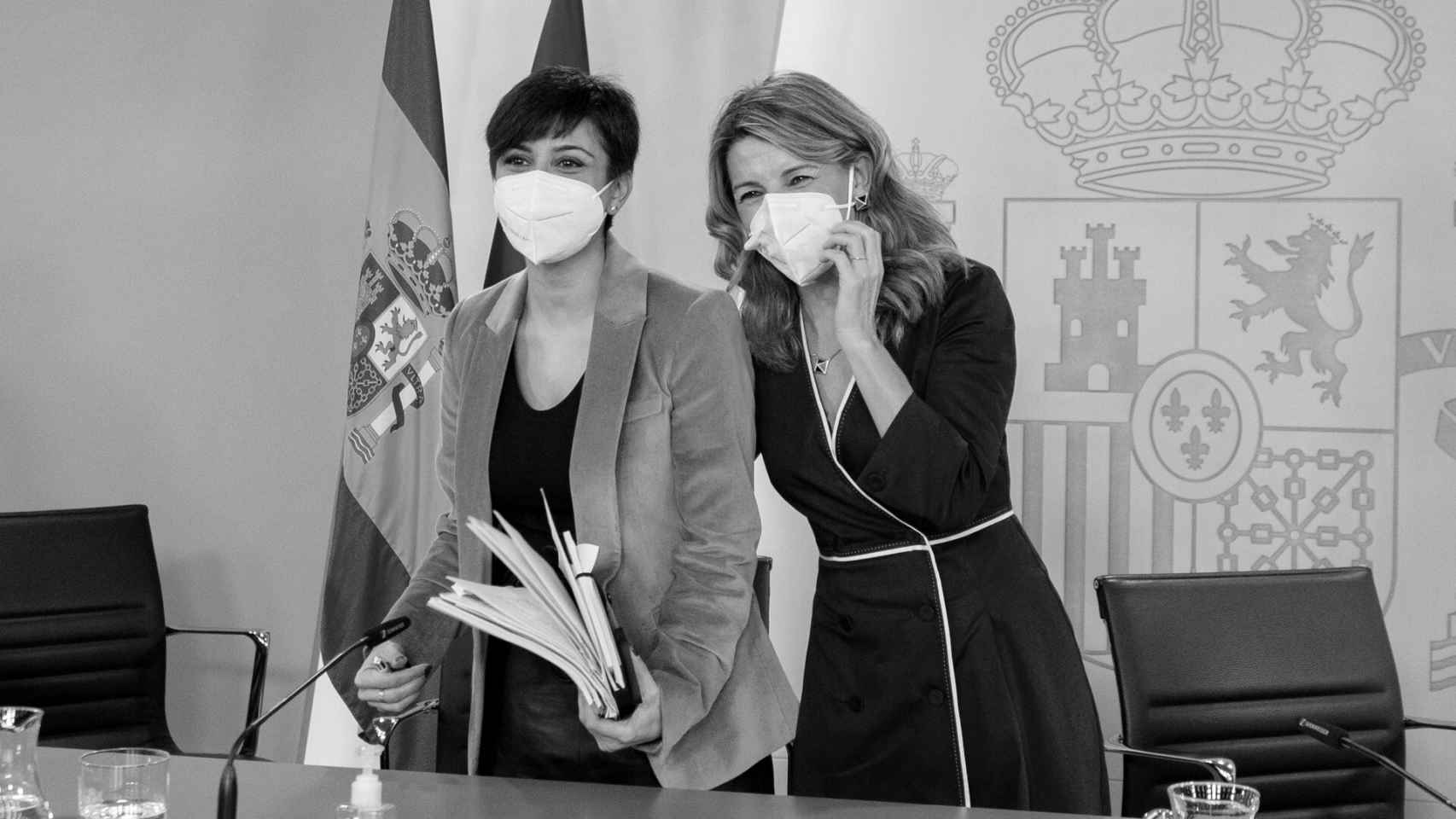 La ministra portavoz, Isabel Rodríguez, y la vicepresidenta segunda, Yolanda Díaz.