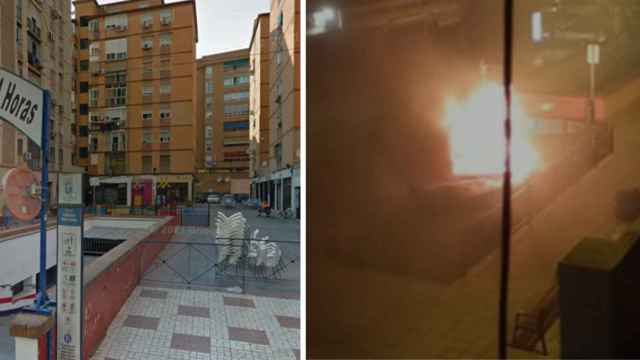 Arde un parque infantil en la zona de la Unión, en Málaga.