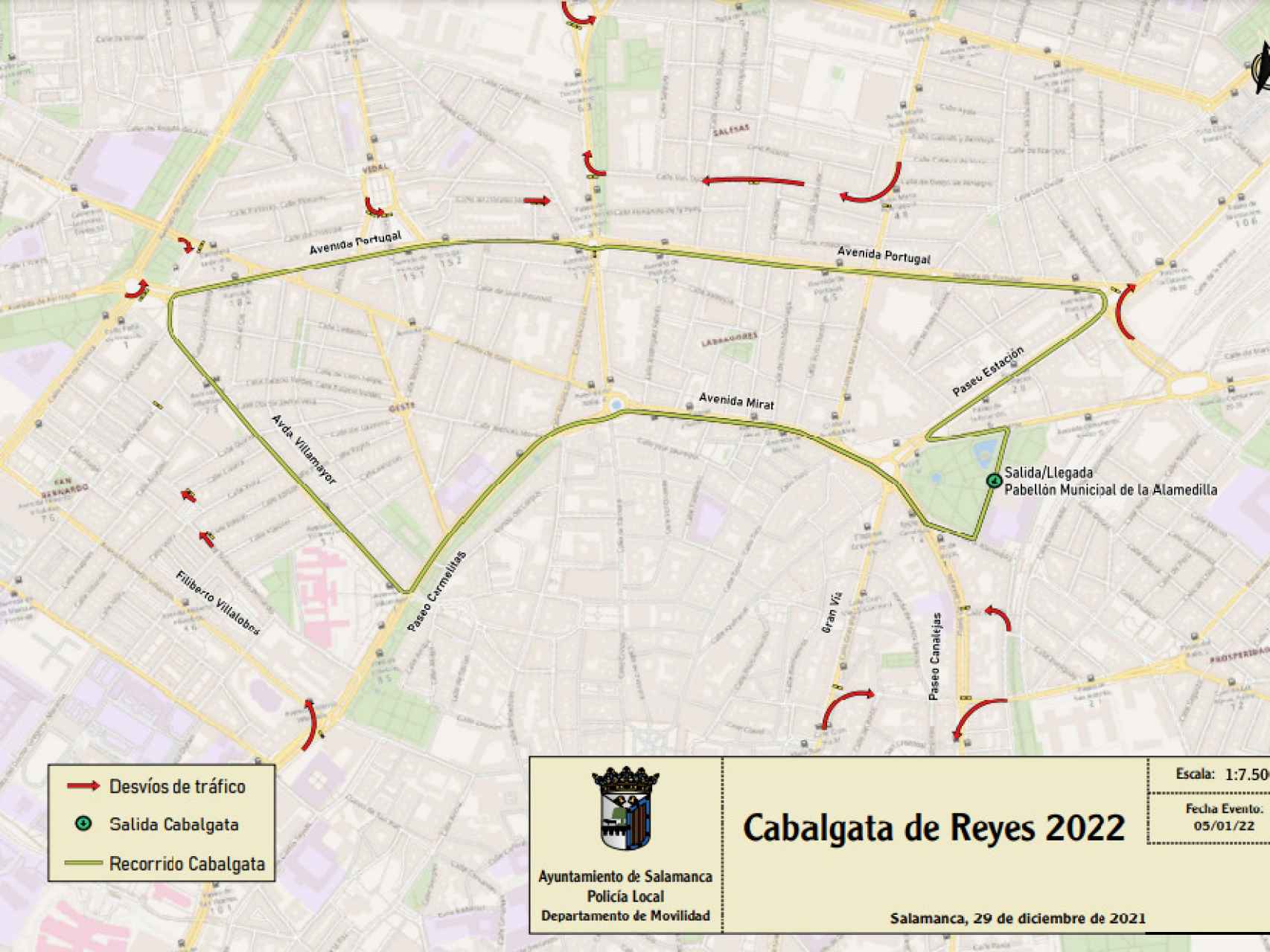 Plano recorrido Cabalgata Reyes Salamanca