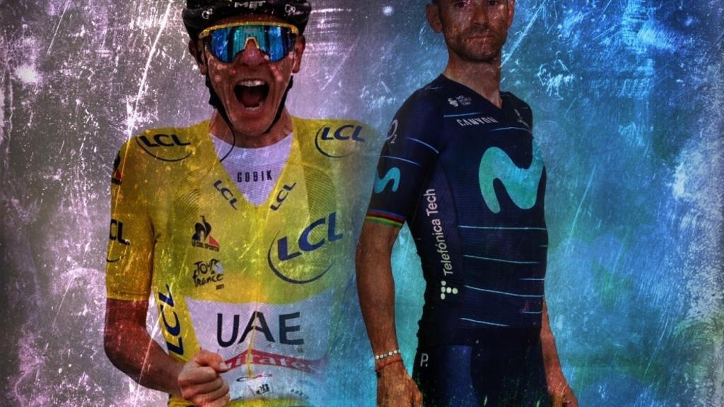 Montaje fotográfico de Tadej Pogacar y Alejandro Valverde