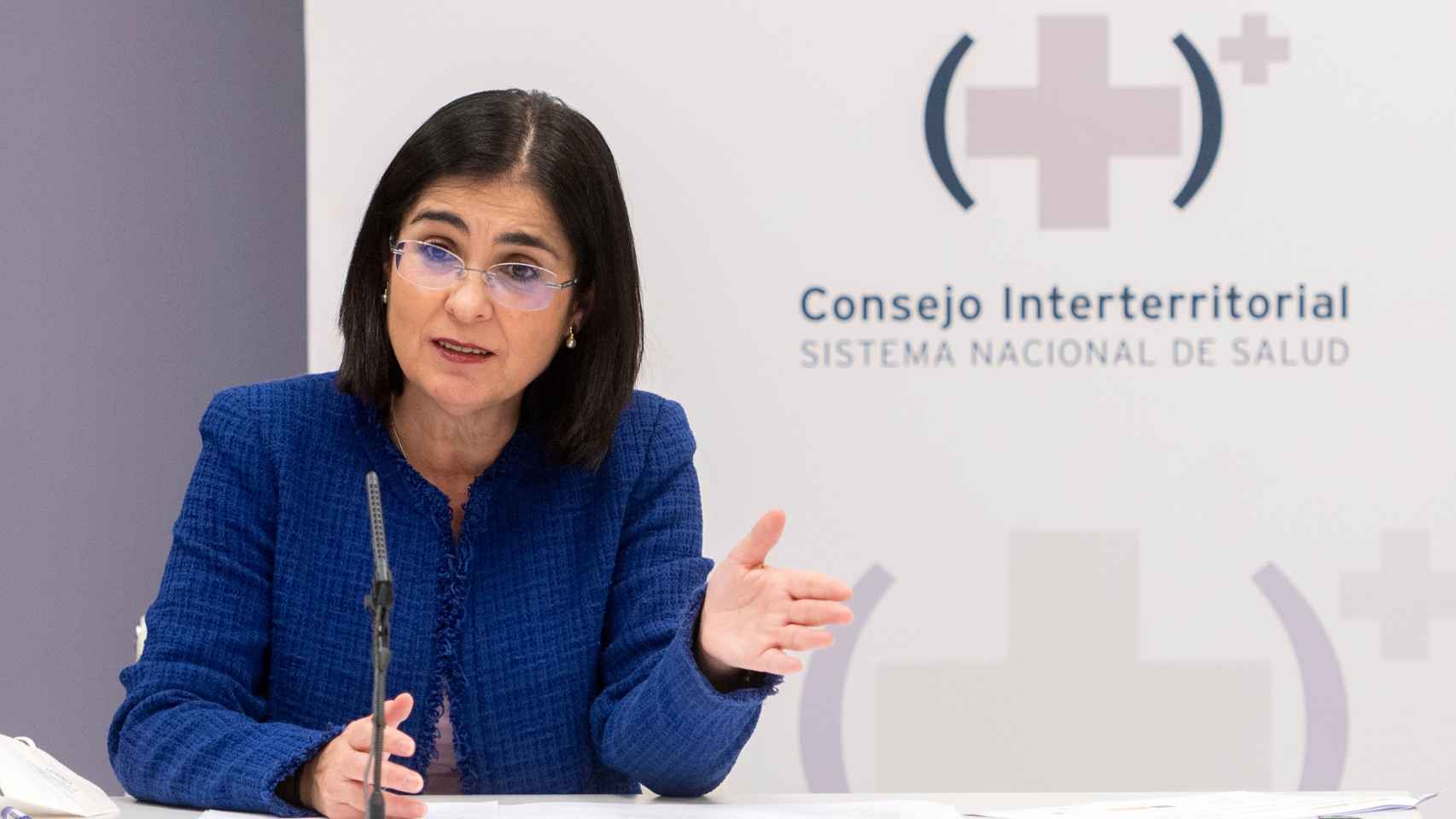 La ministra de Sanidad española, Carolina Darias, tras el Consejo Interterritorial de este miércoles.
