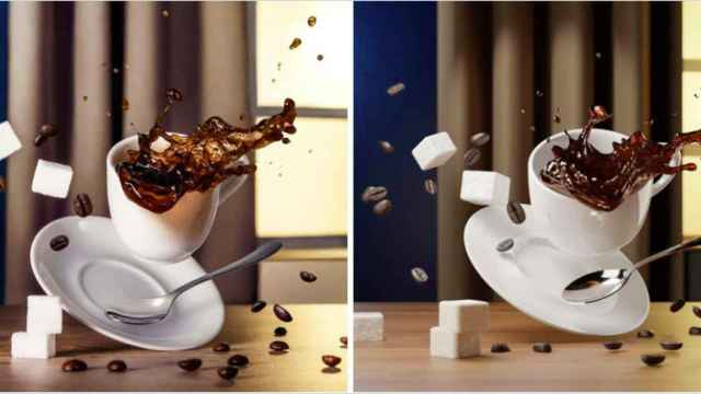 Las dos tazas de café que conforman el reto viral.