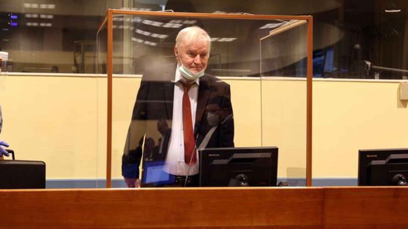 Ratko Mladic en el jucio del Tribunal Penal Internacional en La Haya en 2020.