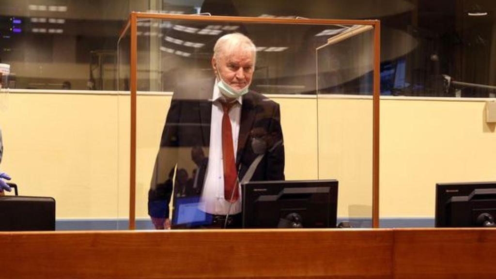 Ratko Mladic en el jucio del Tribunal Penal Internacional en La Haya en 2020.