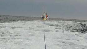 El pesquero rescatado en el Cabo Prior.