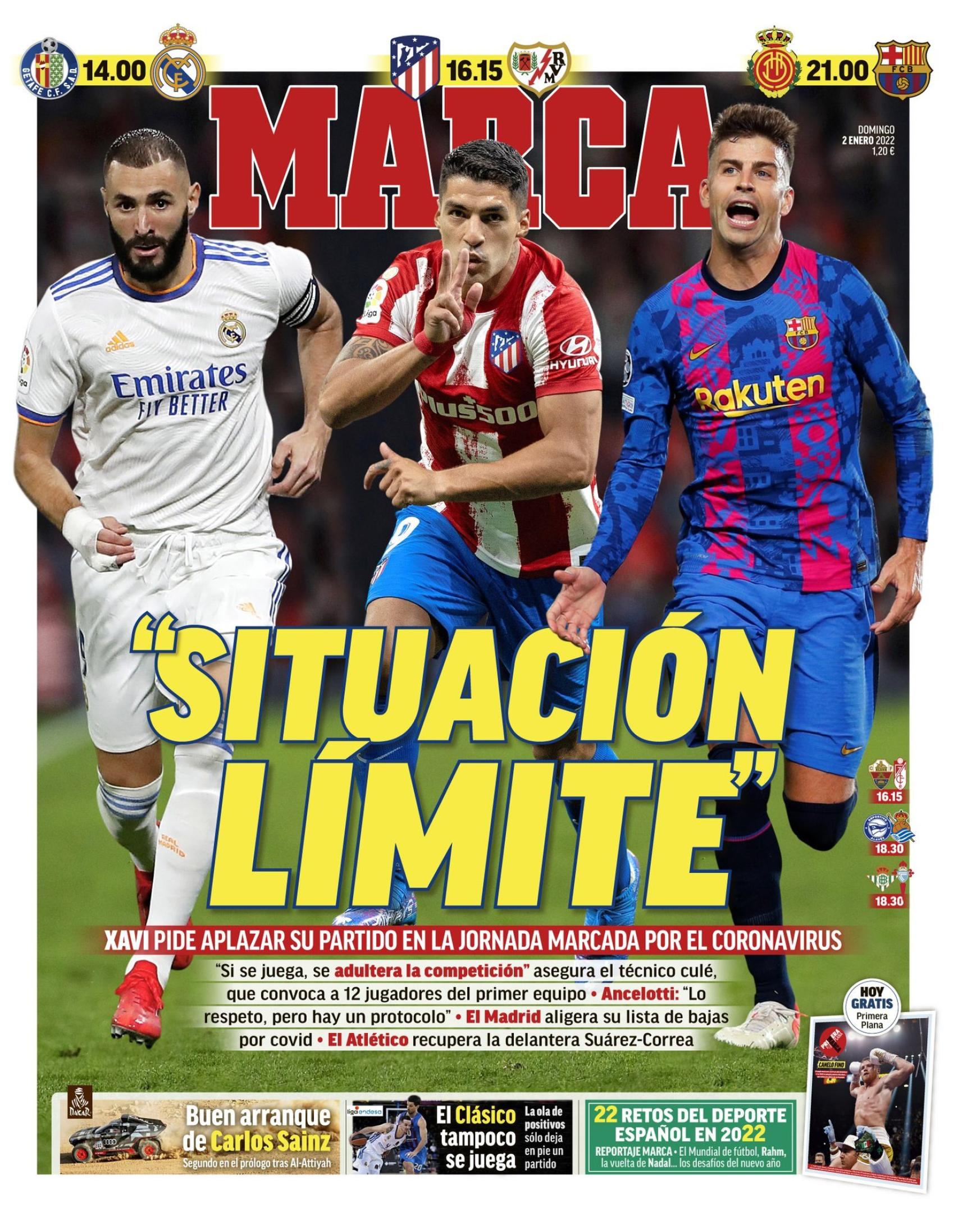 La portada del diario MARCA (02/01/2022)