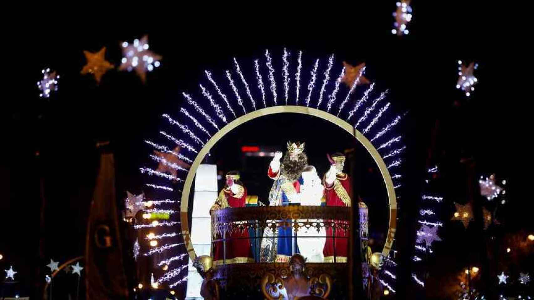Los Reyes Magos de Oriente llegando a Cibeles en enero  de 2020.