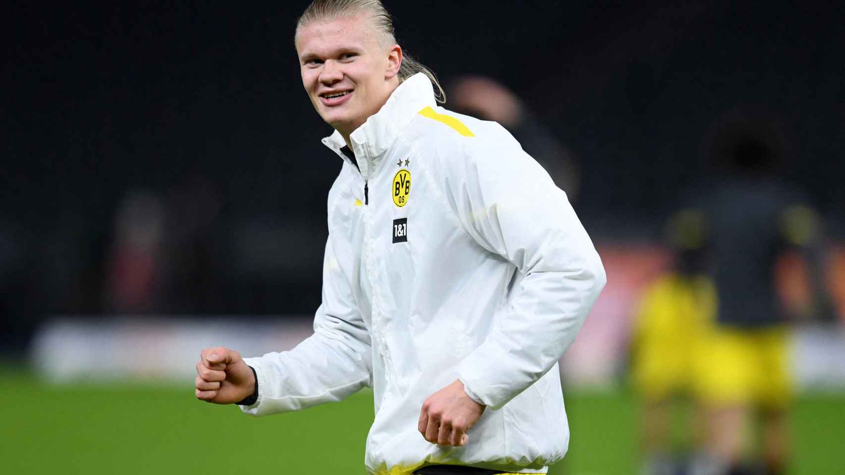 Erling Haaland antes de un partido con el Borussia Dortmund