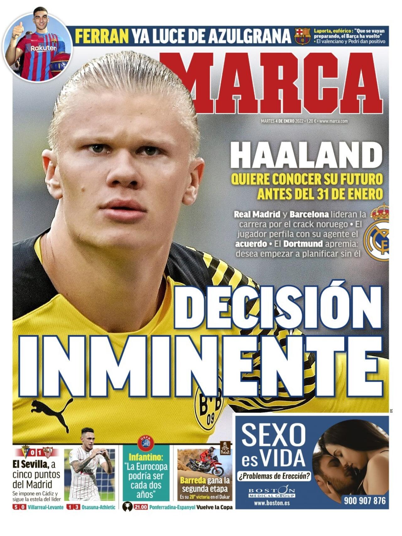 La portada del diario MARCA (04/01/2022)