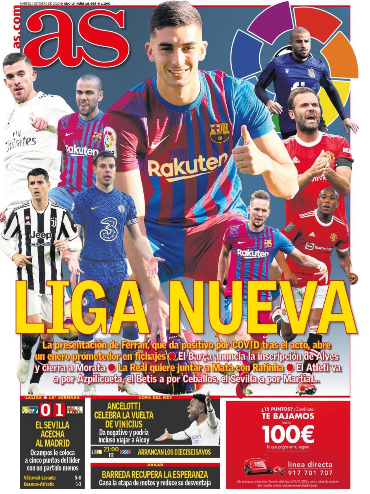 La portada del diario AS (04/01/2022)