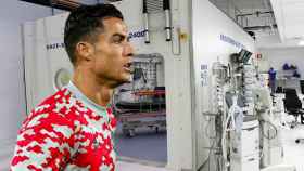 Cristiano Ronaldo y la cámara hiperbárica, en un fotomontaje.
