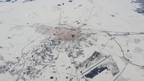 Foto aérea de Albacete durante las nevadas de 'Filomena'. Foto: Ayuntamiento de Albacete