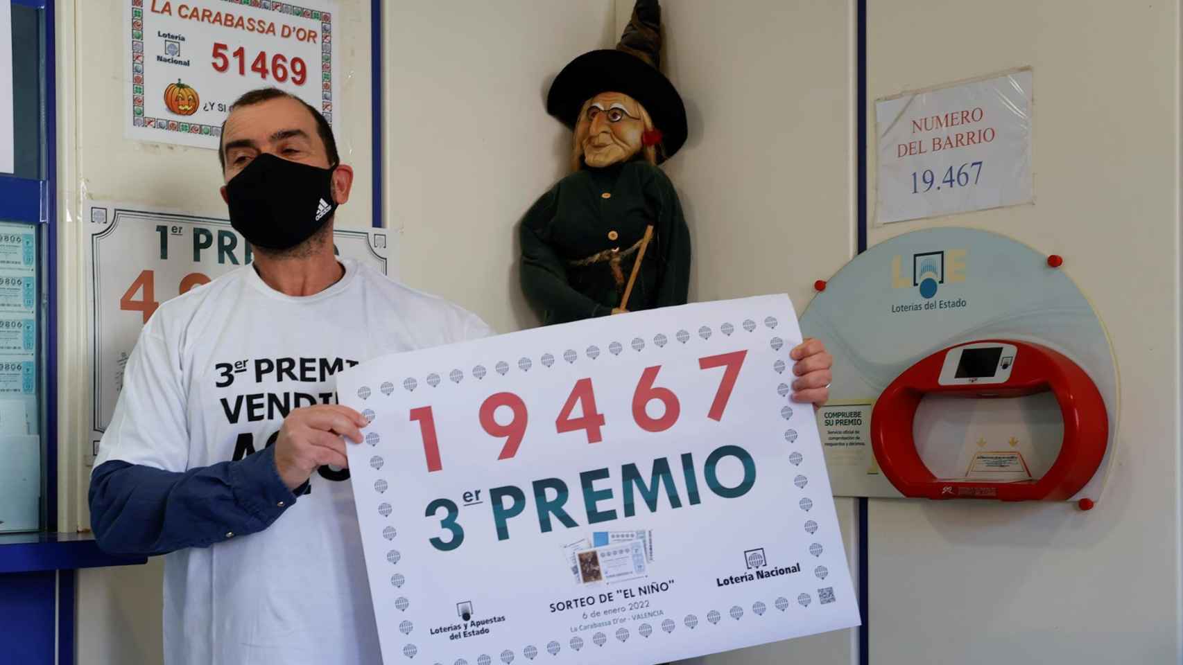 Una administración de Valencia ha repartido el número 19467, tercer premio del sorteo del Niño.