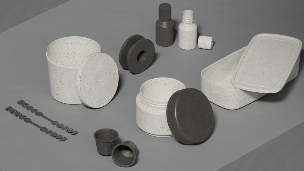 Gama de productos y envases elaborados con materiales biodegradables.