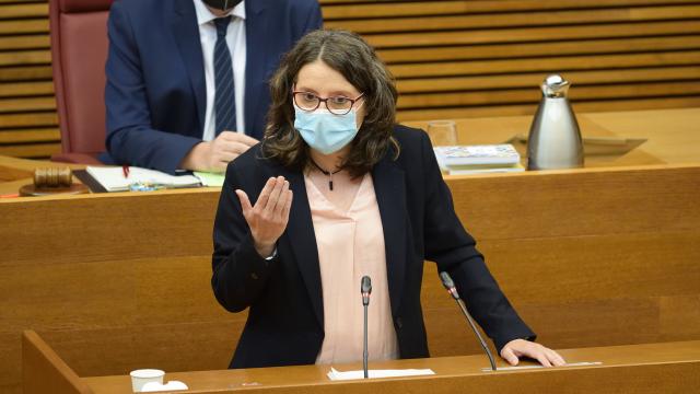 Mónica Oltra, en el parlamento valenciano. EE