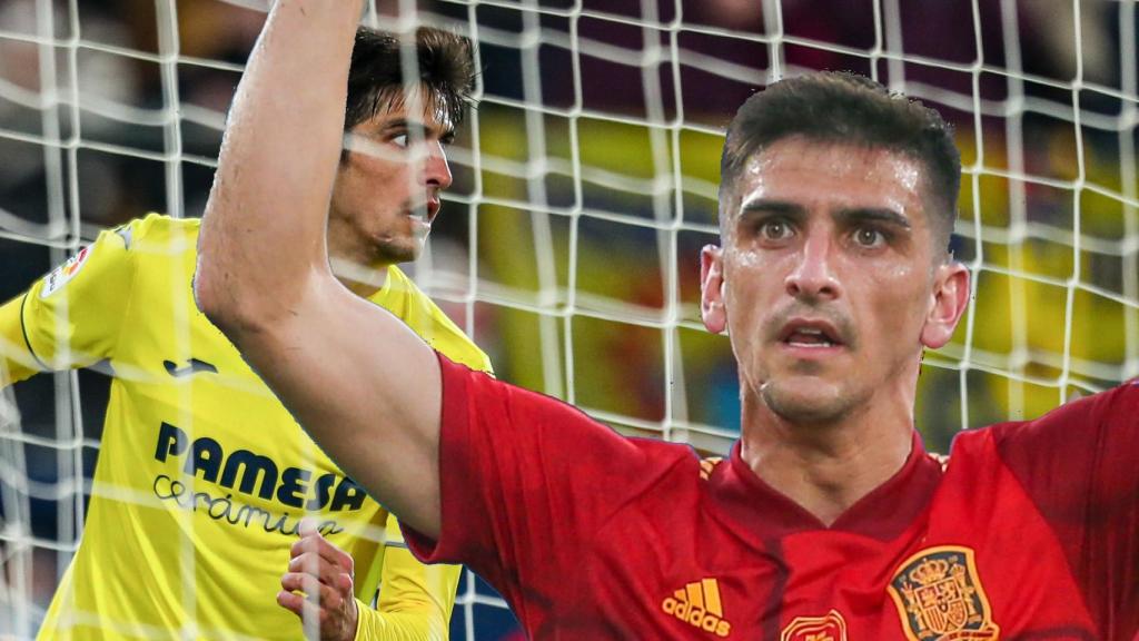 Gerard Moreno, con el Villarreal y la Selección, en un fotomontaje.