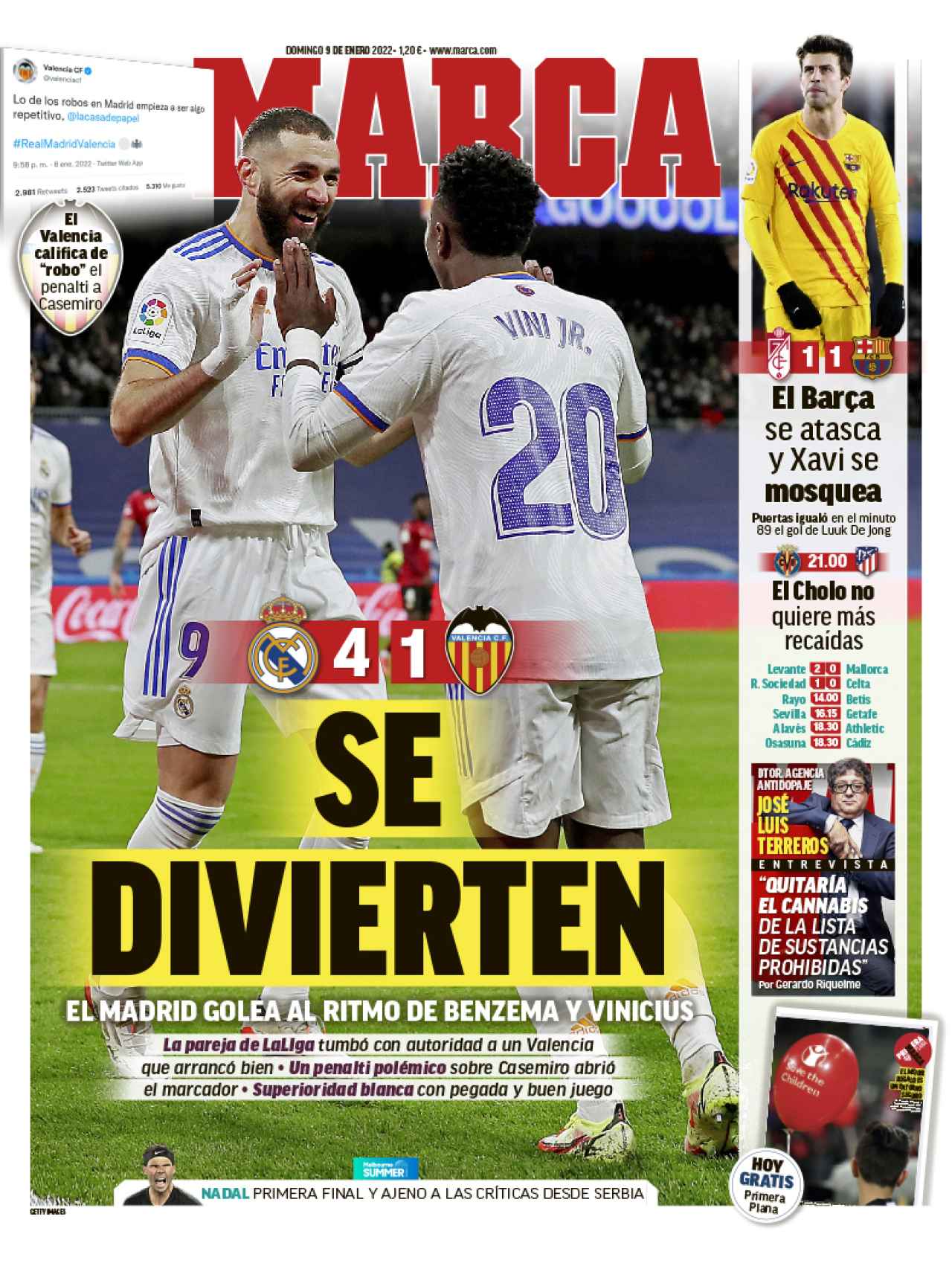 La portada del diario Marca (09/01/2022): Se divierten