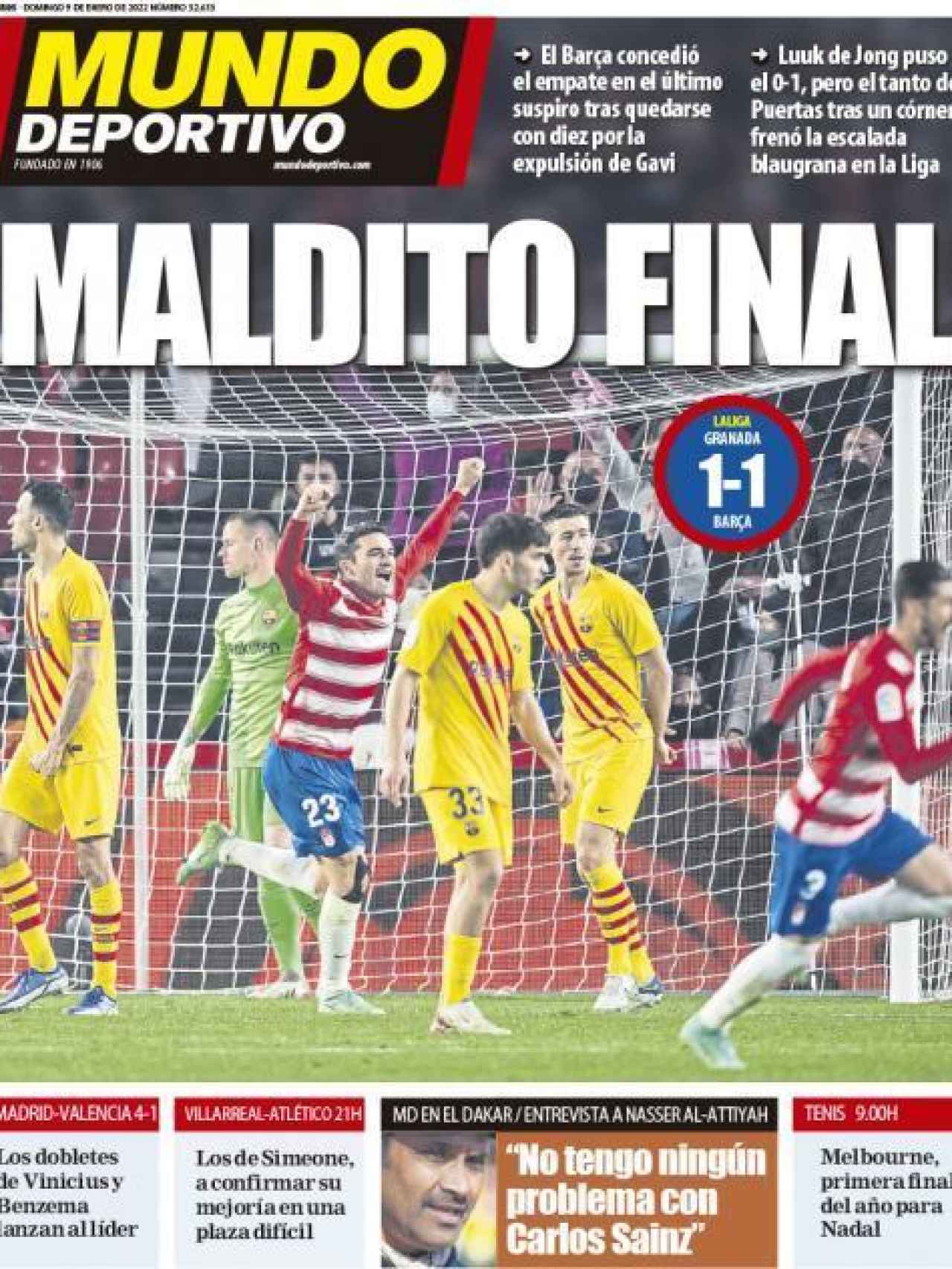 La portada del diario Mundo Deportivo (09/01/2022)
