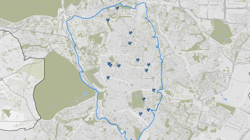 Mapa de la zona de bajas emisiones de Madrid.