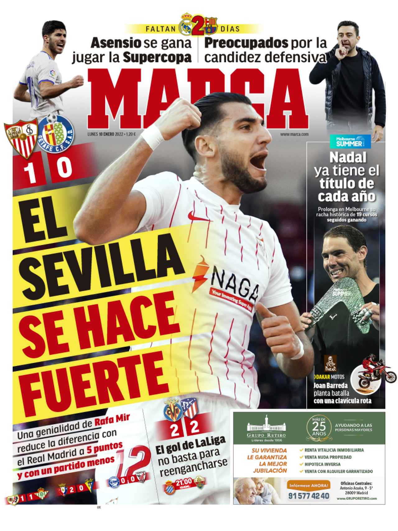 La portada del diario MARCA (10/01/2022)