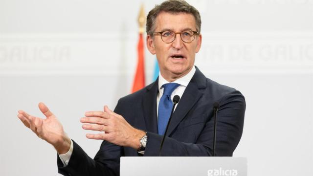 Alberto Núñez Feijóo durante una rueda de prensa.