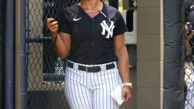 Rachel Balkovec, durante un entrenamiento de los New York Yankees.
