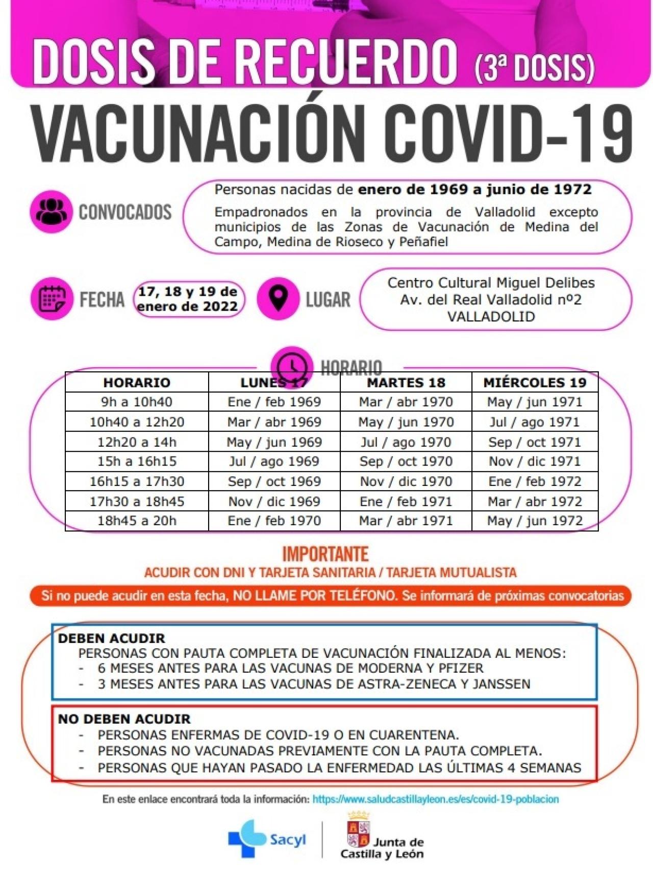 Valladolid vacunacion 17 18 y 19 enero