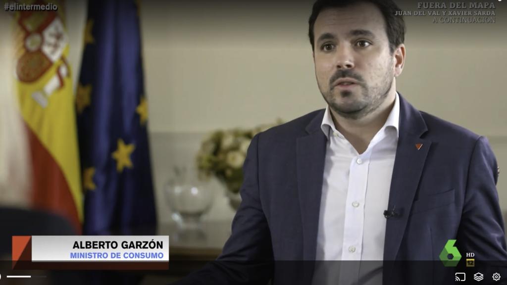 El ministro de Consumo, Alberto Garzón, durante su entrevista en La Sexta.