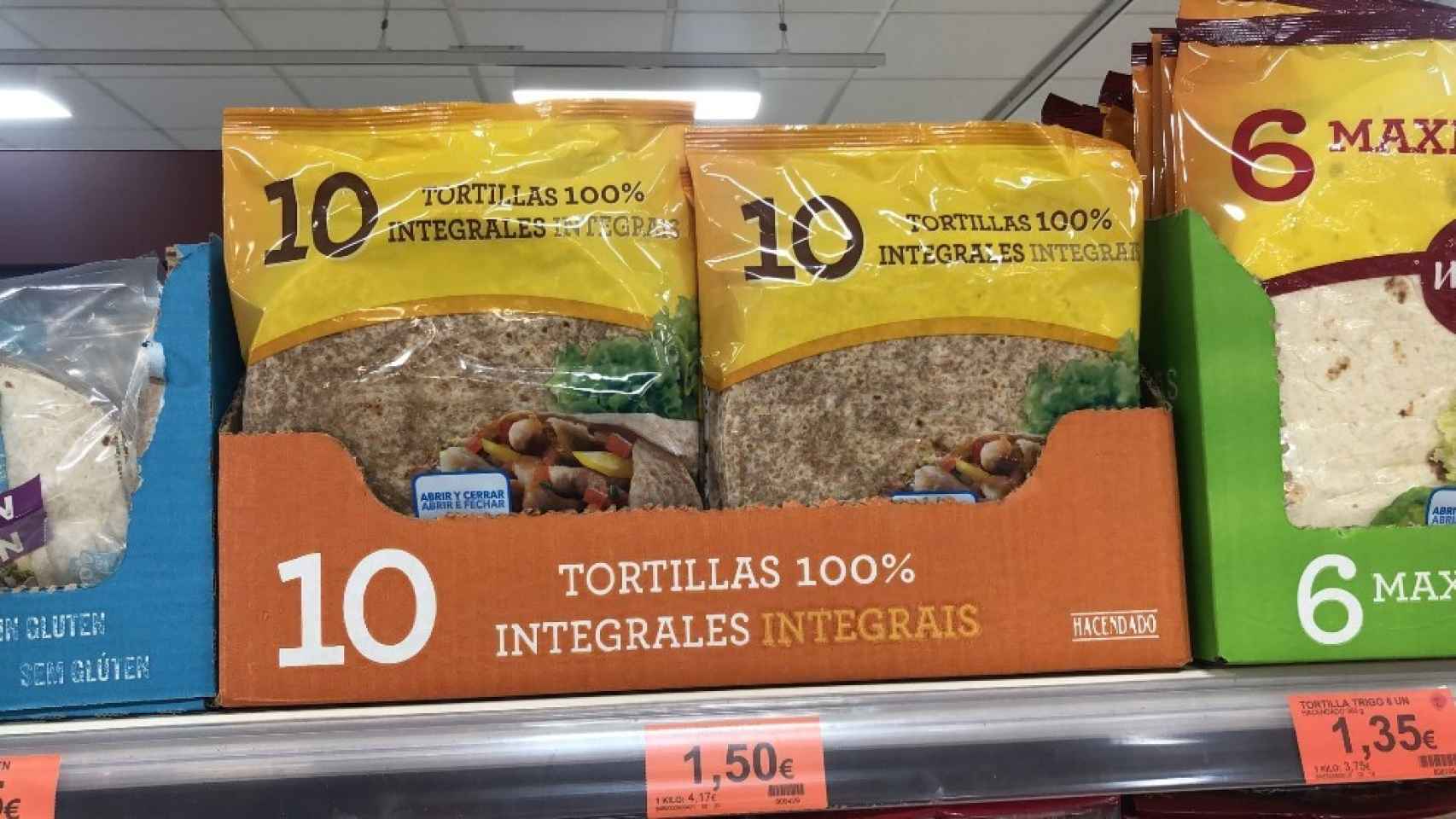 Tortillas de Mercadona cien por cien integrales.