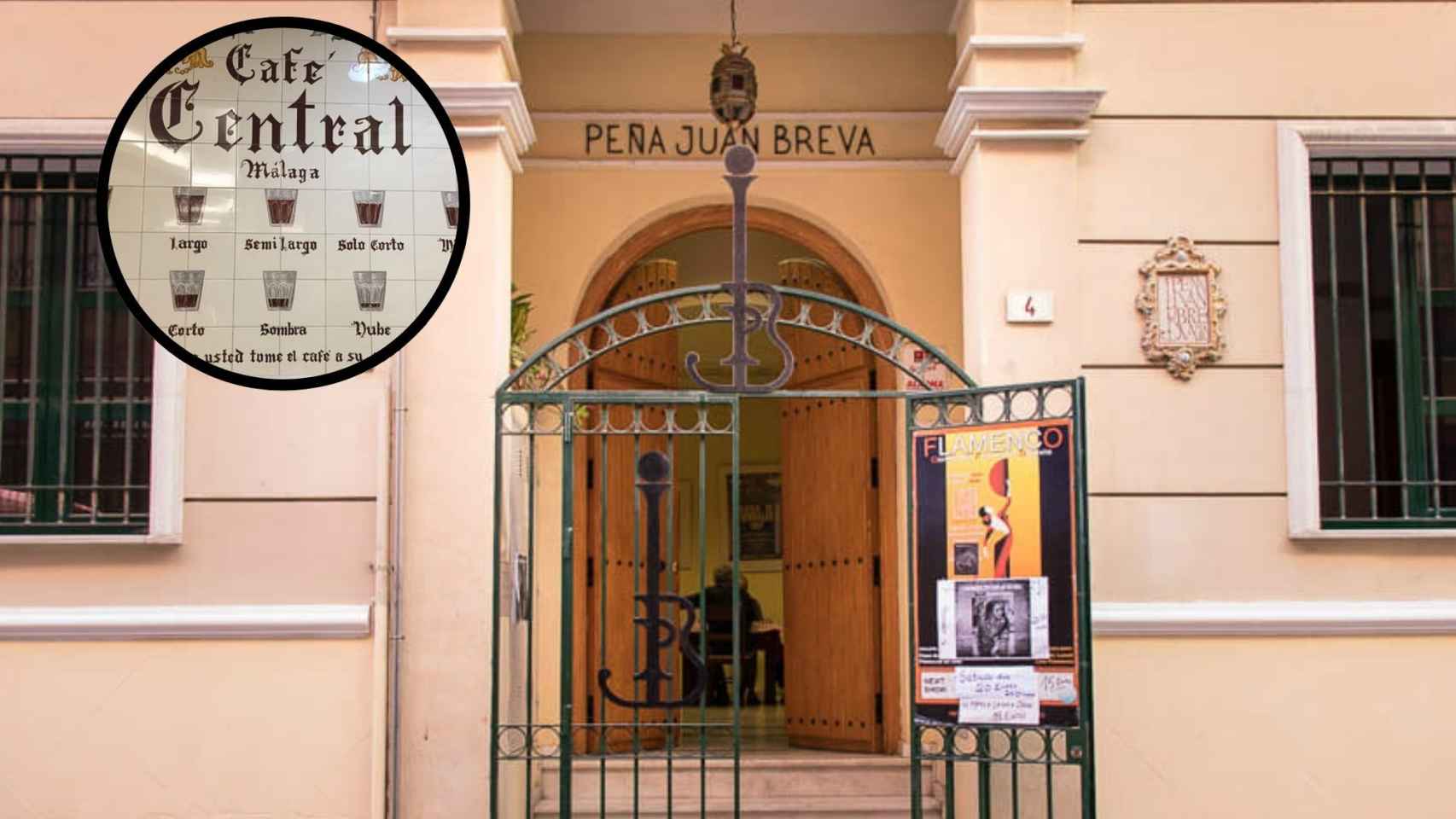 La fachada de la Peña Juan Breva y el mosaico del Central.