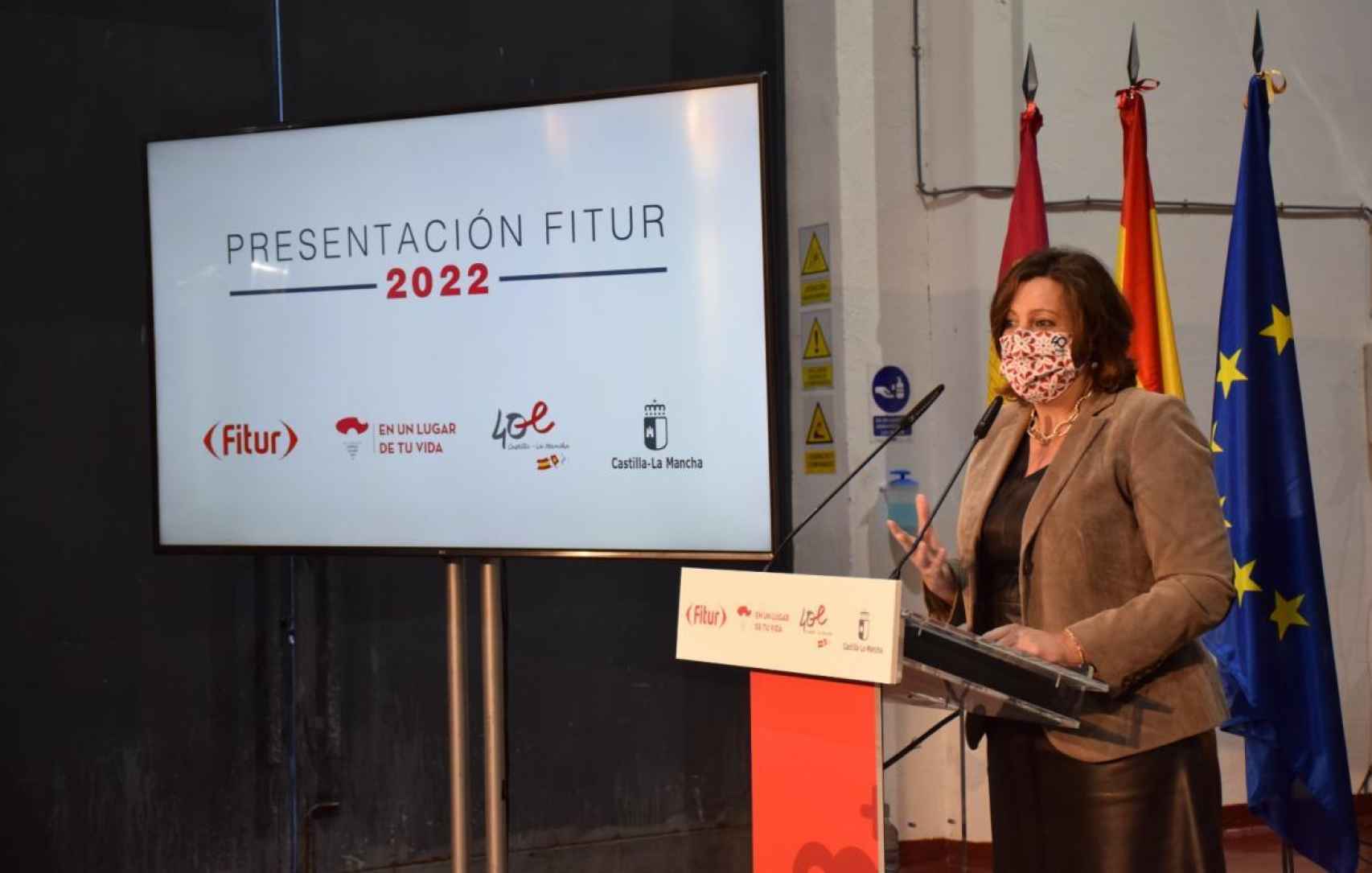Patricia Franco en la presentación del estand de Castilla-La Mancha para Fitur 2022. Foto: JCCM